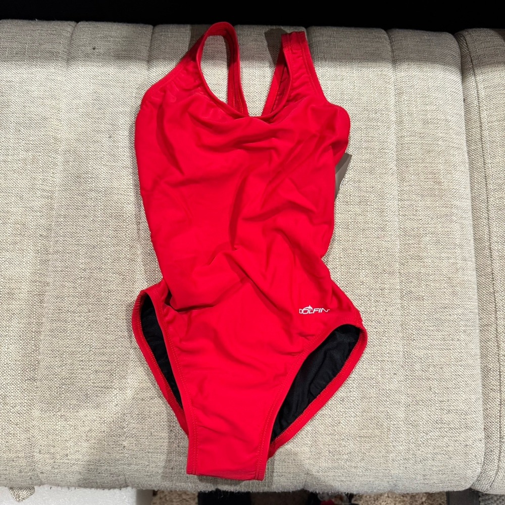 NEW DOLPHIN ONE PIECE‎ SWIMSUIT RED SIZE 28 BATHING SUIT RACERBACK NWT